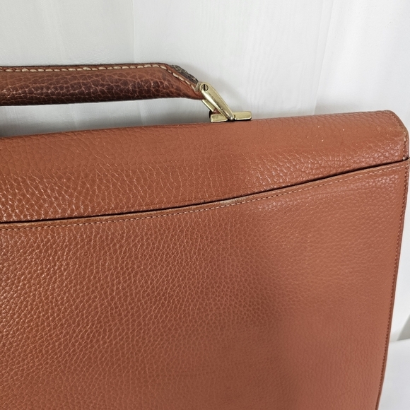 Vintage Dooney & Bourke camel brown leather folio briefcase with lock and key - Picture 14 of 16